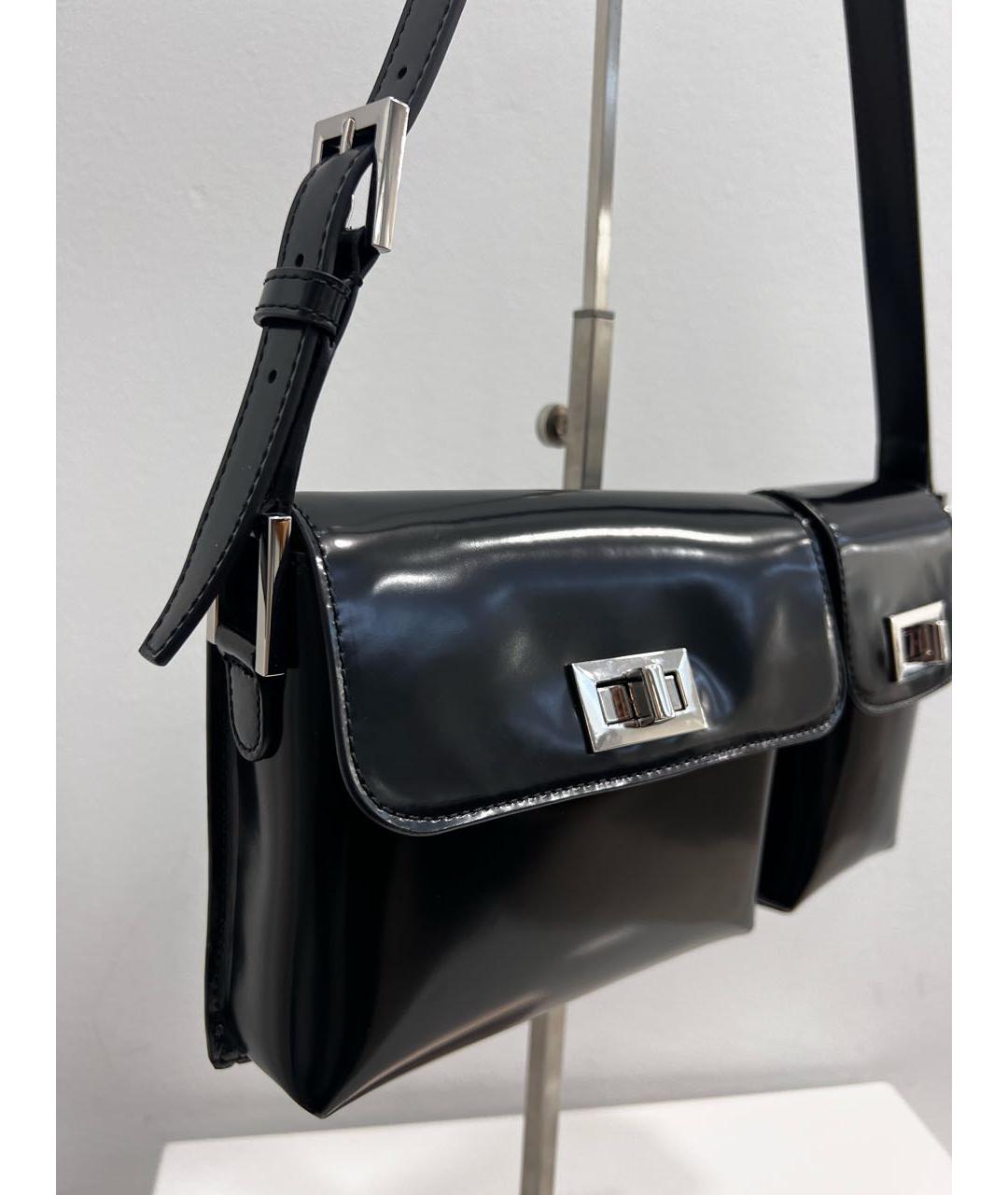 BY FAR Черная кожаная сумка через плечо, фото 2
