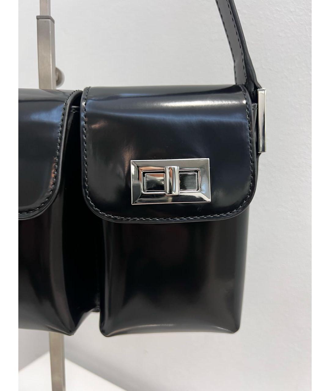 BY FAR Черная кожаная сумка через плечо, фото 5