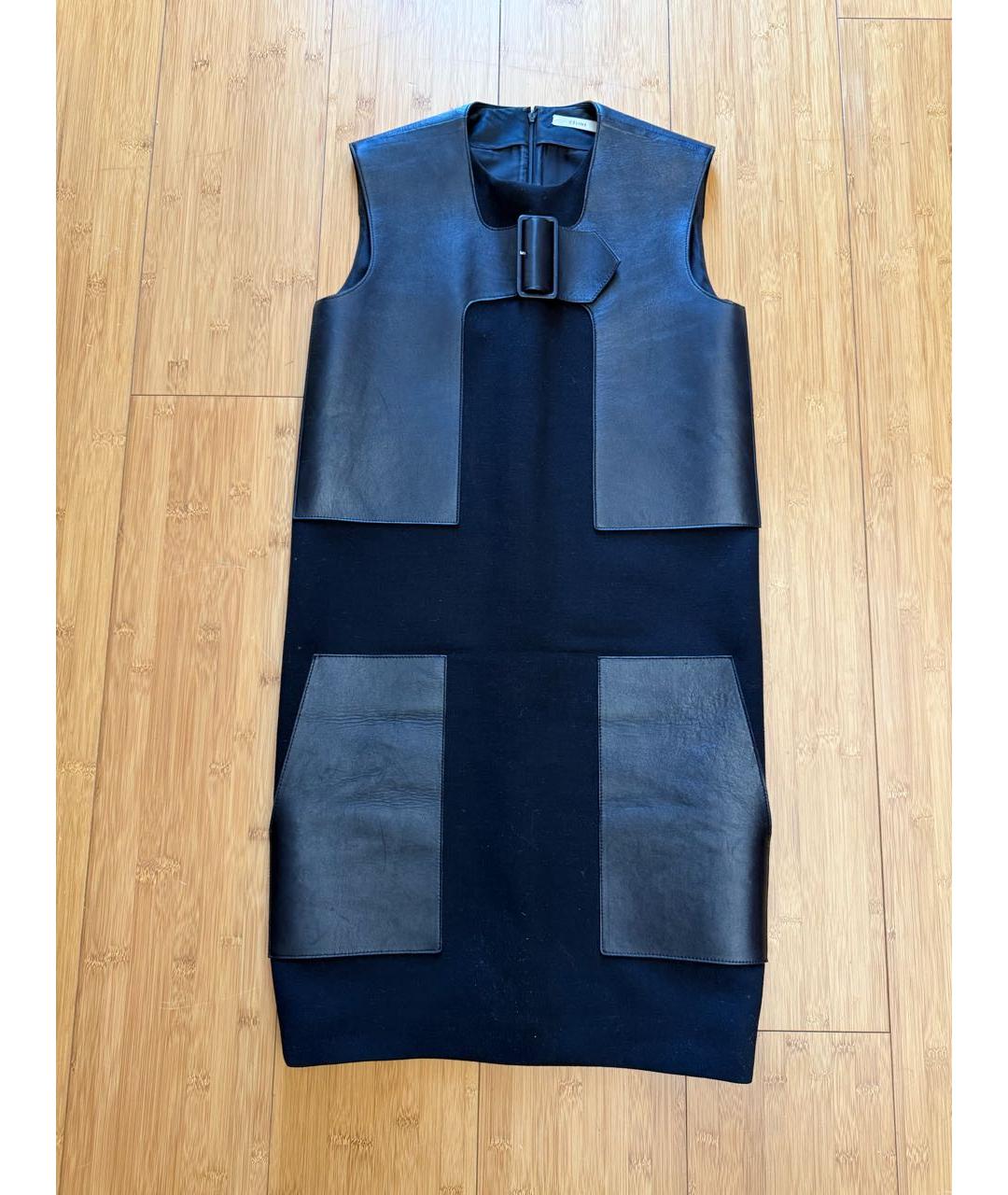 CELINE Черное кожаное коктейльное платье, фото 8