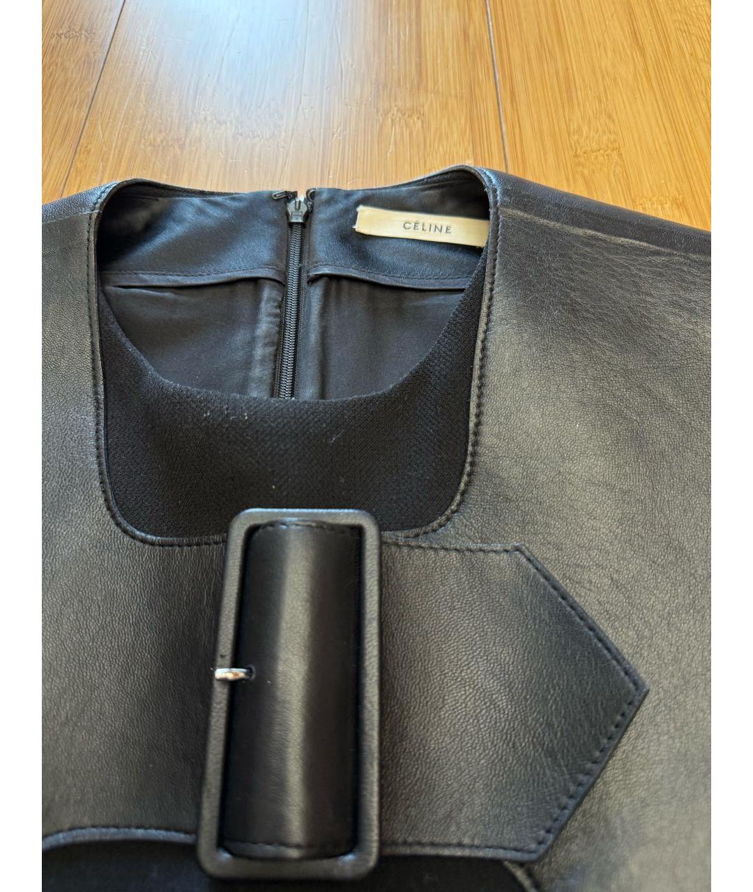 CELINE Черное кожаное коктейльное платье, фото 3