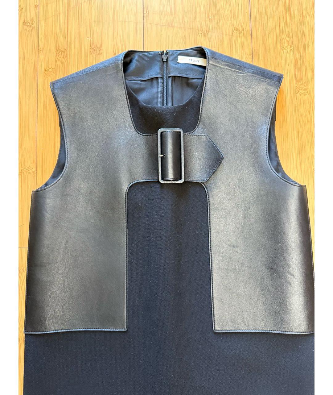 CELINE Черное кожаное коктейльное платье, фото 4