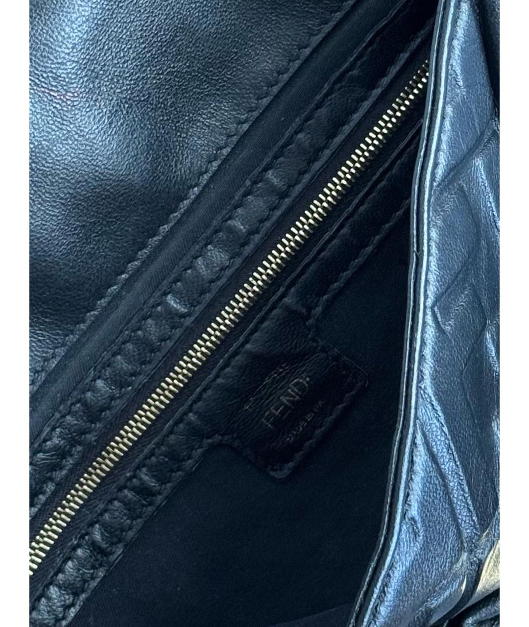 FENDI Черная кожаная сумка с короткими ручками, фото 5
