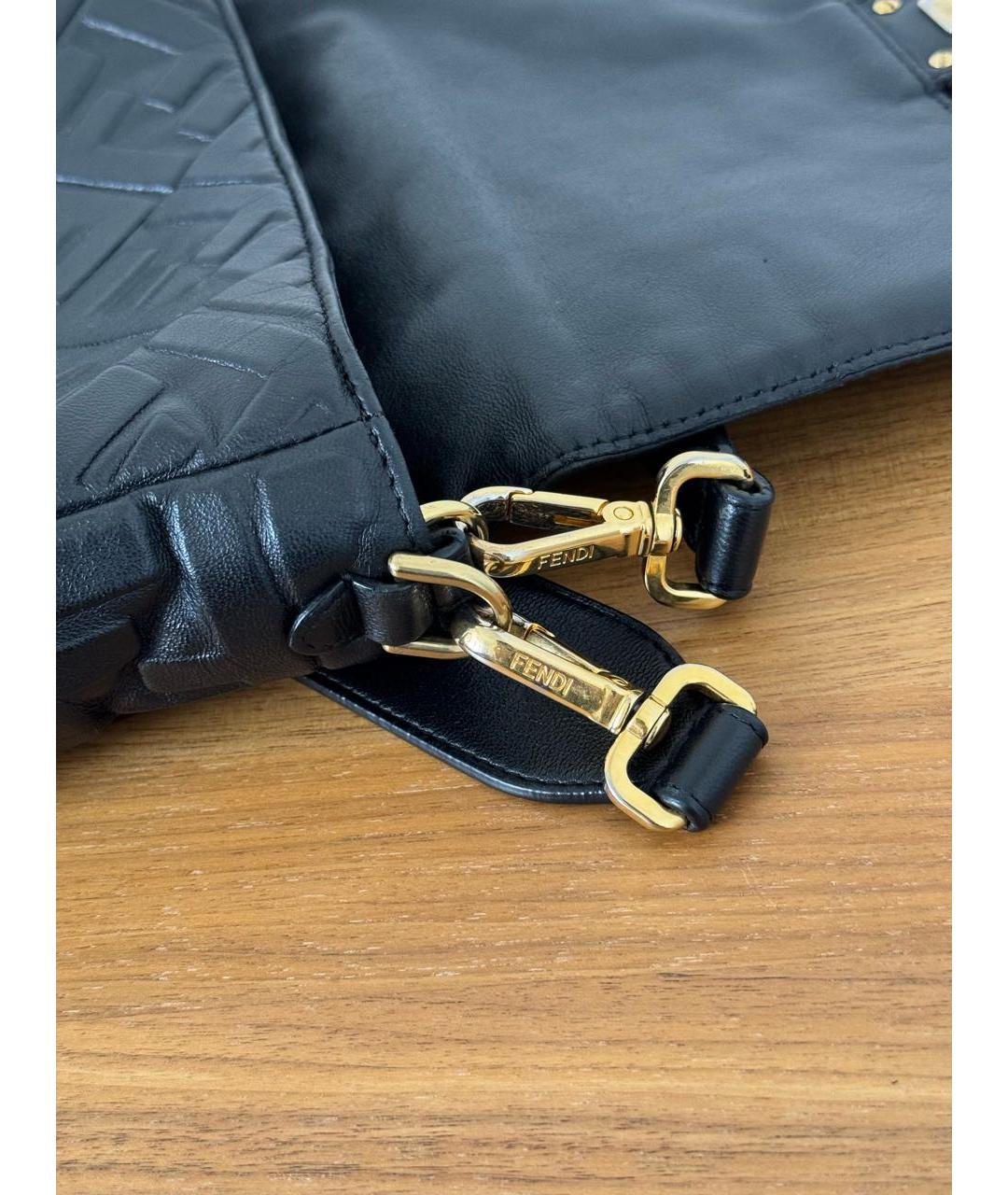 FENDI Черная кожаная сумка с короткими ручками, фото 6