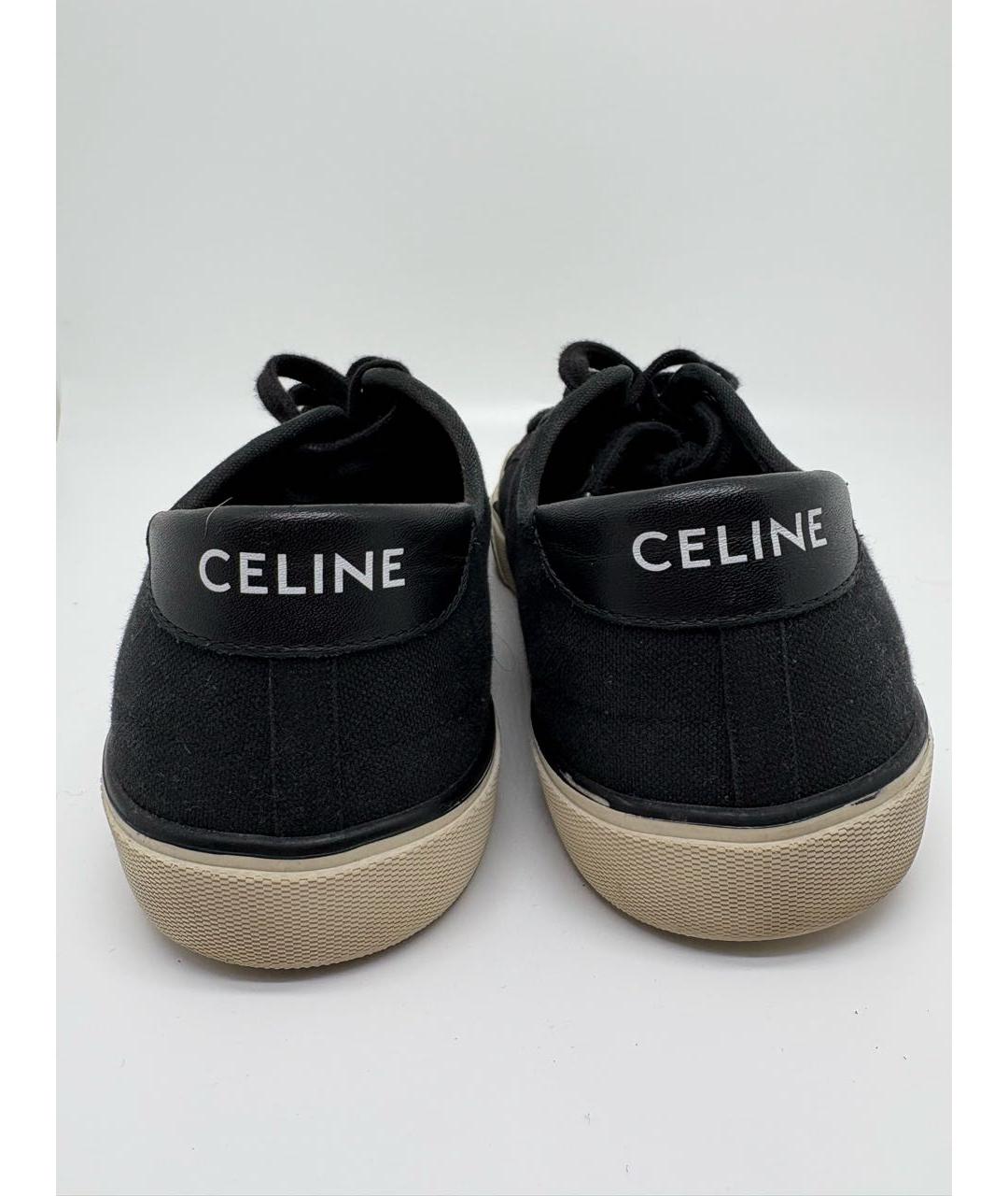 CELINE Черные текстильные низкие кроссовки / кеды, фото 3