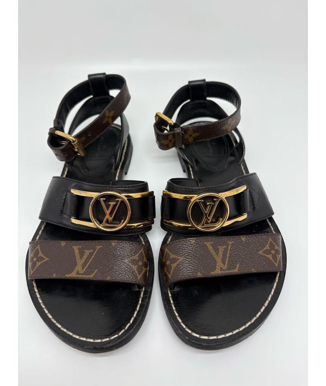 LOUIS VUITTON Коричневые кожаные сандалии, фото 2