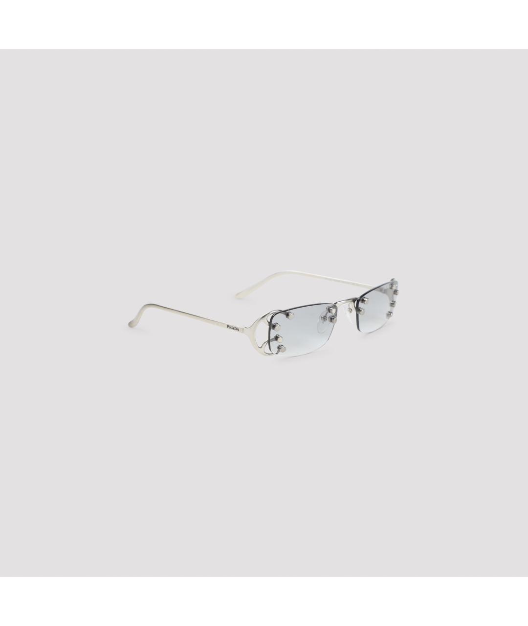 PRADA Серебряные металлические солнцезащитные очки, фото 3