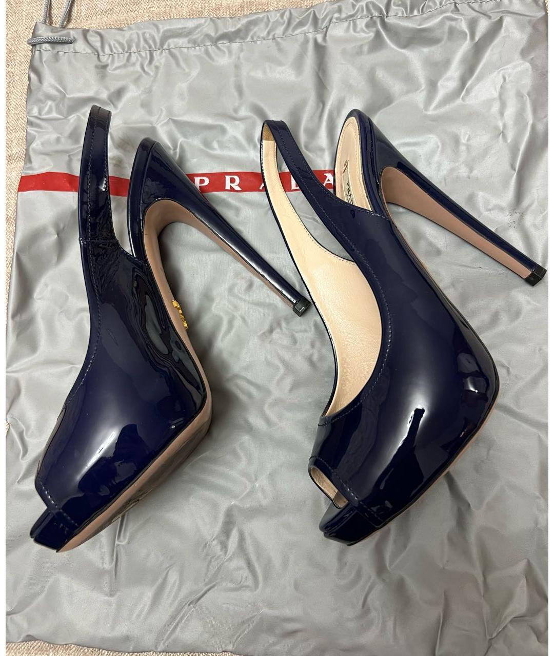 PRADA Темно-синие туфли из лакированной кожи, фото 5