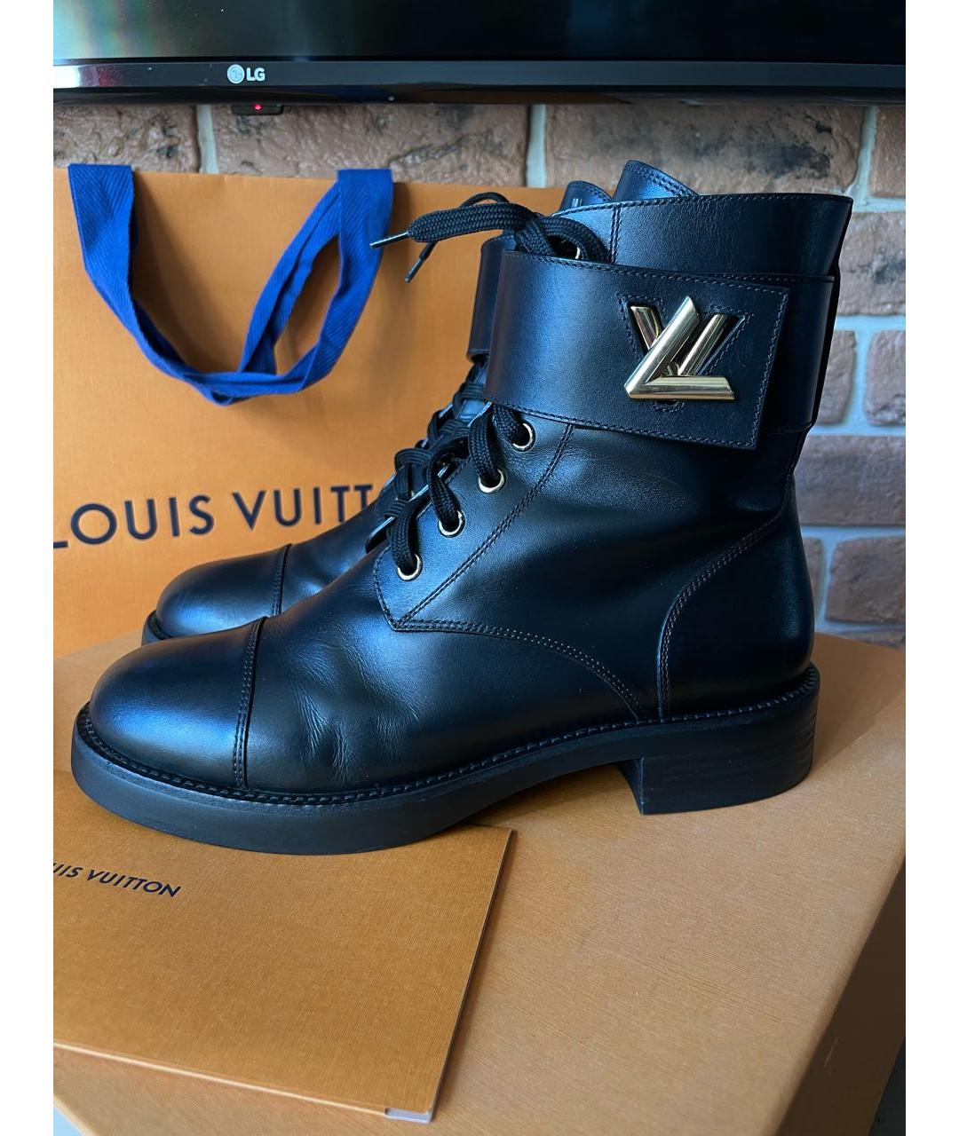 LOUIS VUITTON Черные кожаные ботинки, фото 7
