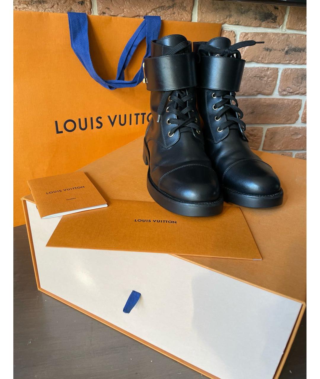 LOUIS VUITTON Черные кожаные ботинки, фото 2