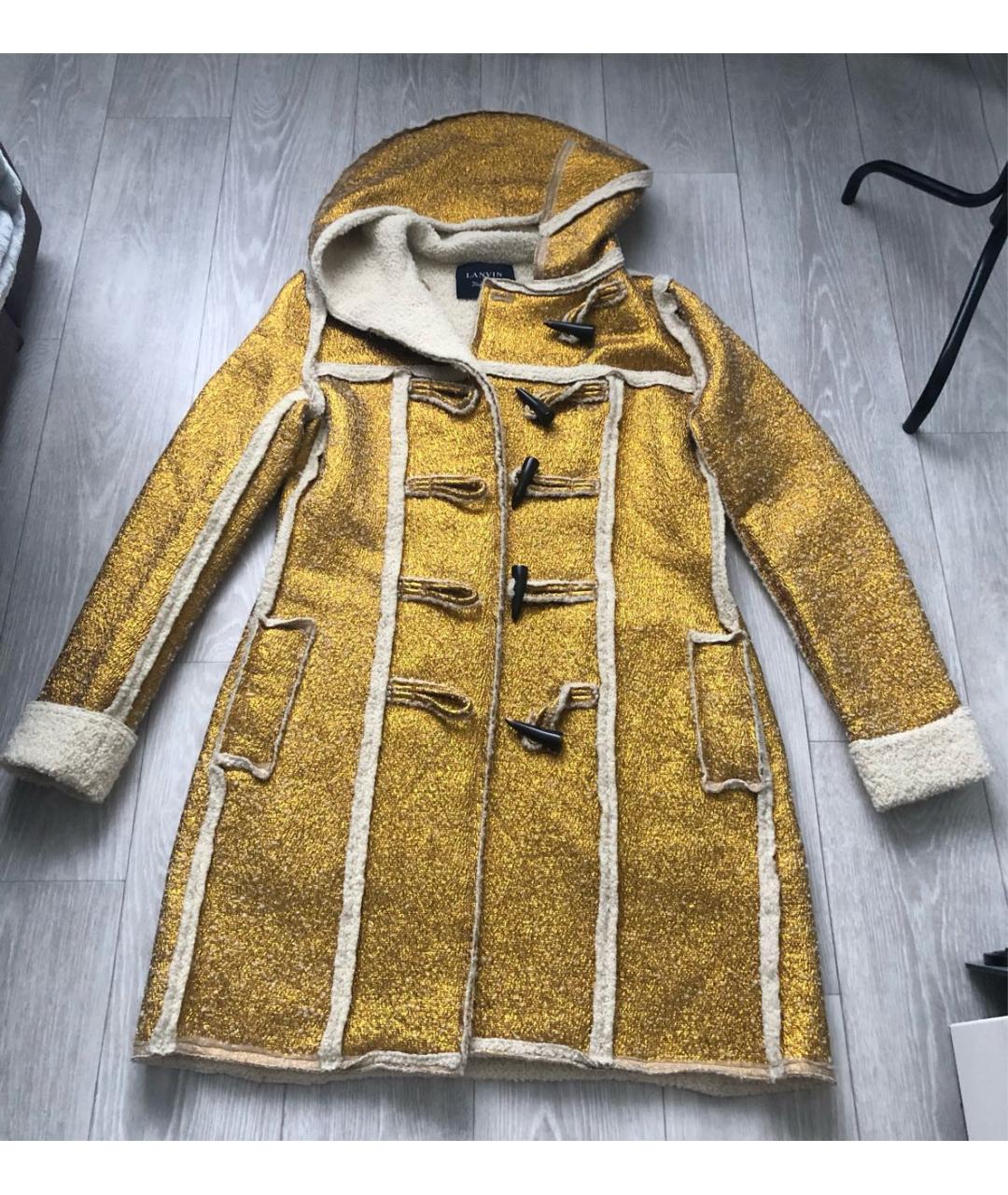 LANVIN Золотое шерстяное пальто, фото 2