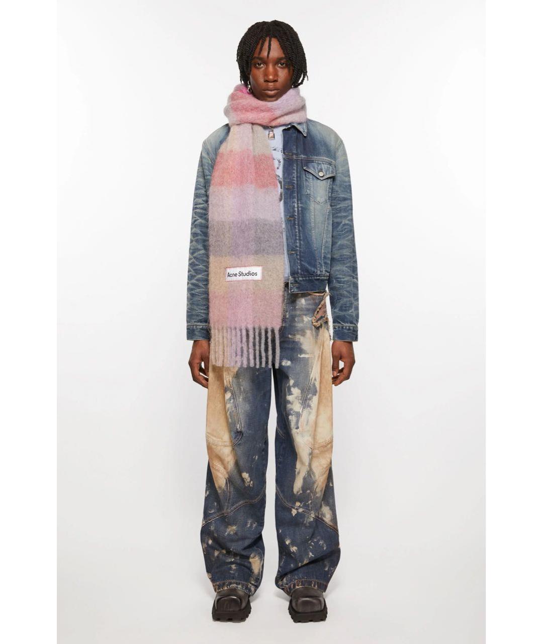 ACNE STUDIOS Розовый шерстяной шарф, фото 5
