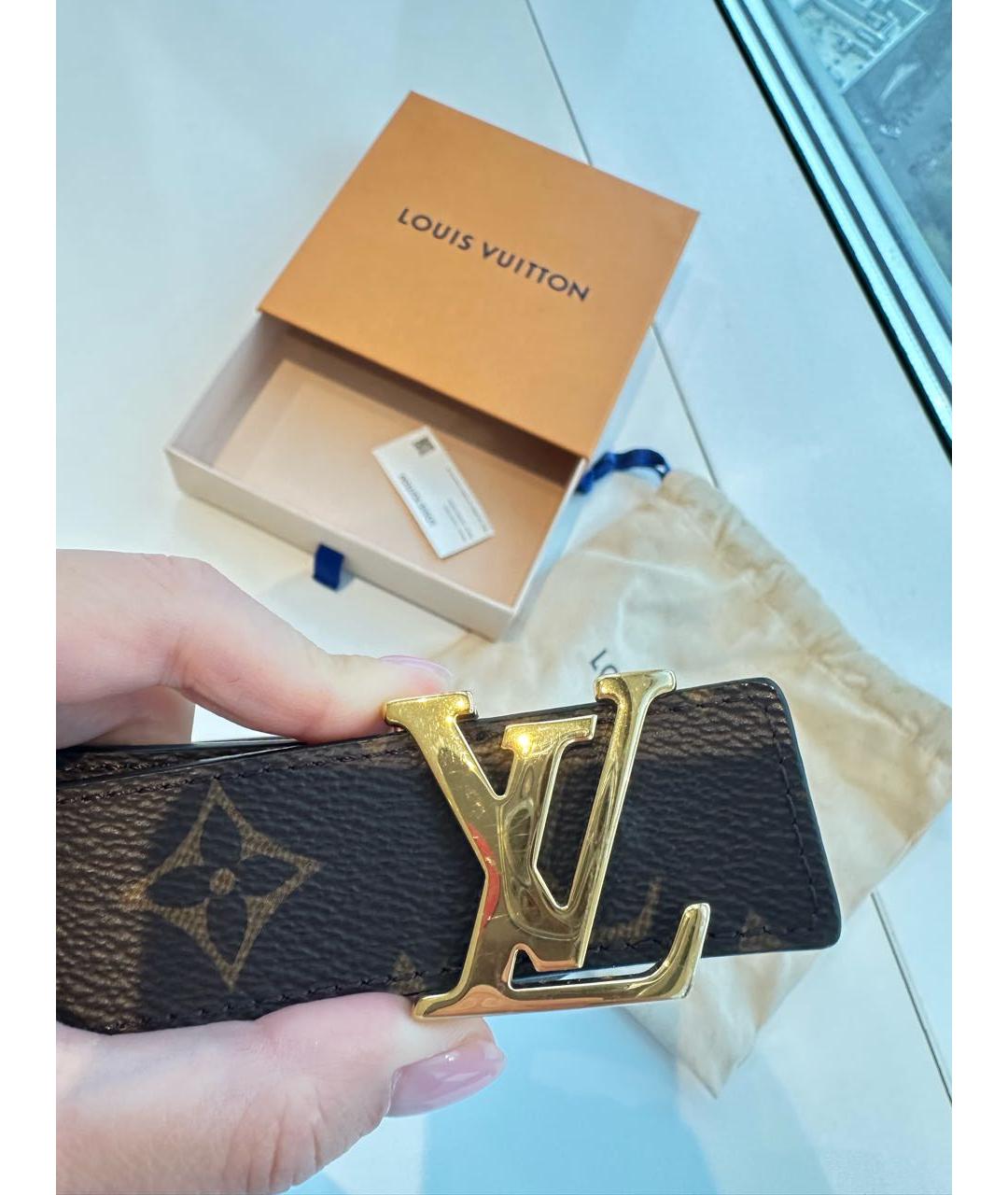 LOUIS VUITTON Черный кожаный ремень, фото 2