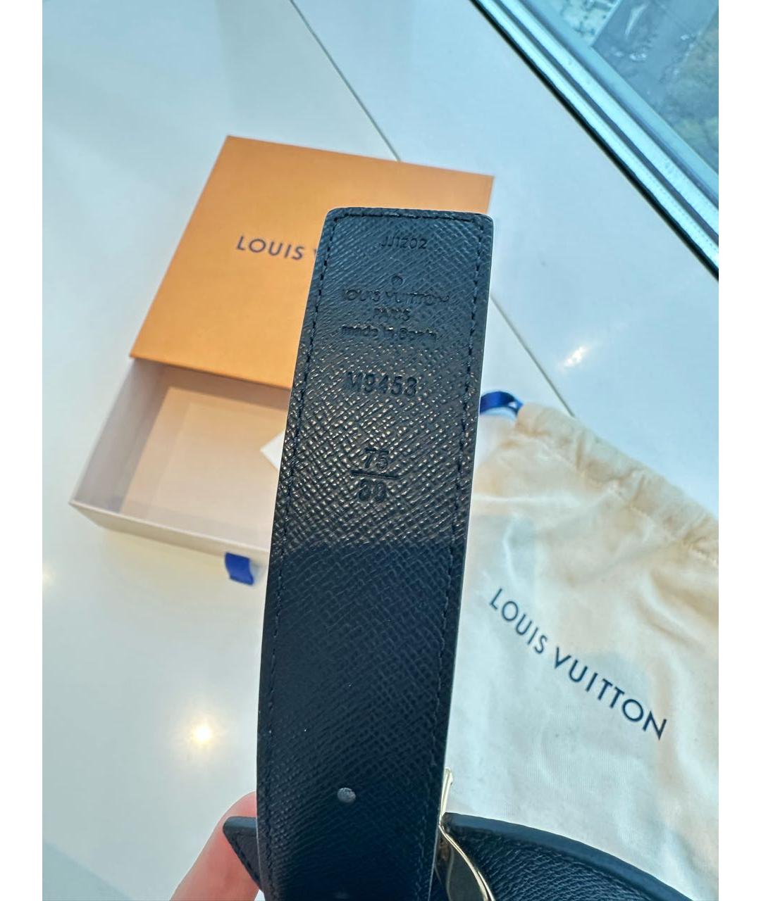 LOUIS VUITTON Черный кожаный ремень, фото 3