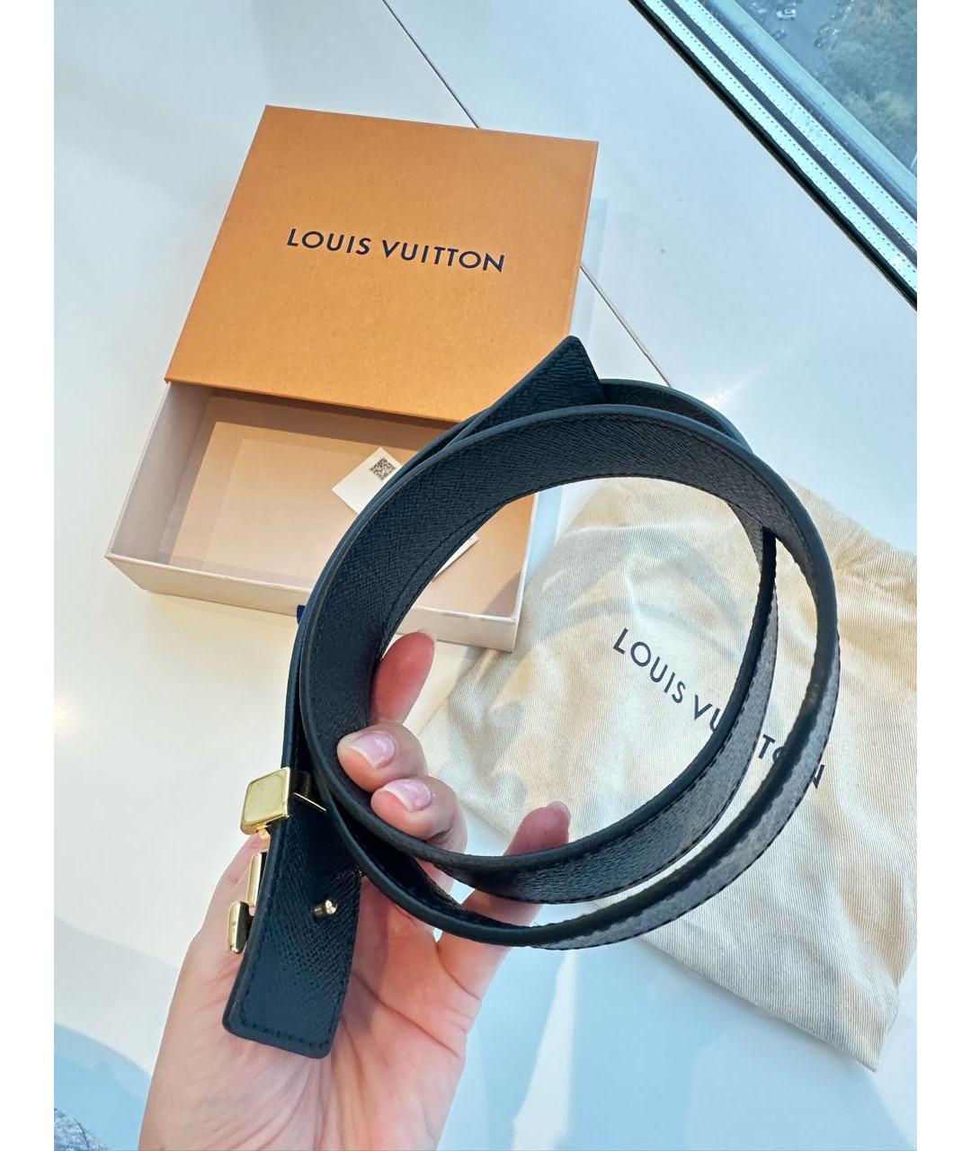 LOUIS VUITTON Черный кожаный ремень, фото 4