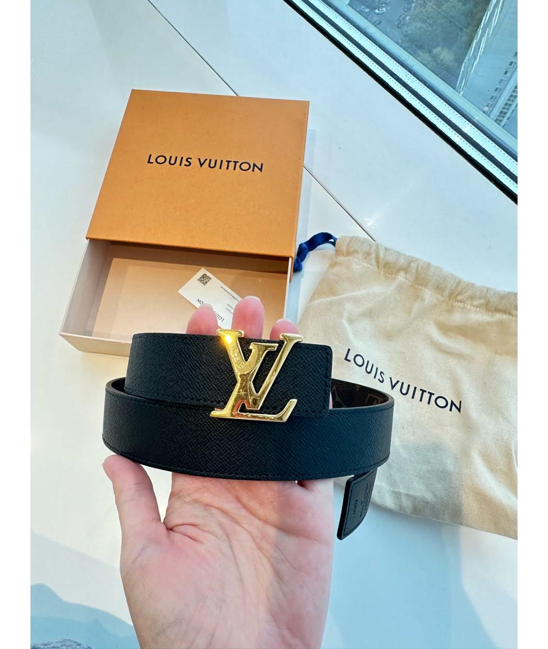 LOUIS VUITTON Черный кожаный ремень, фото 6