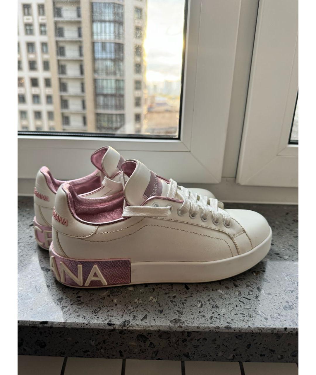 DOLCE&GABBANA Белые кожаные кеды, фото 5