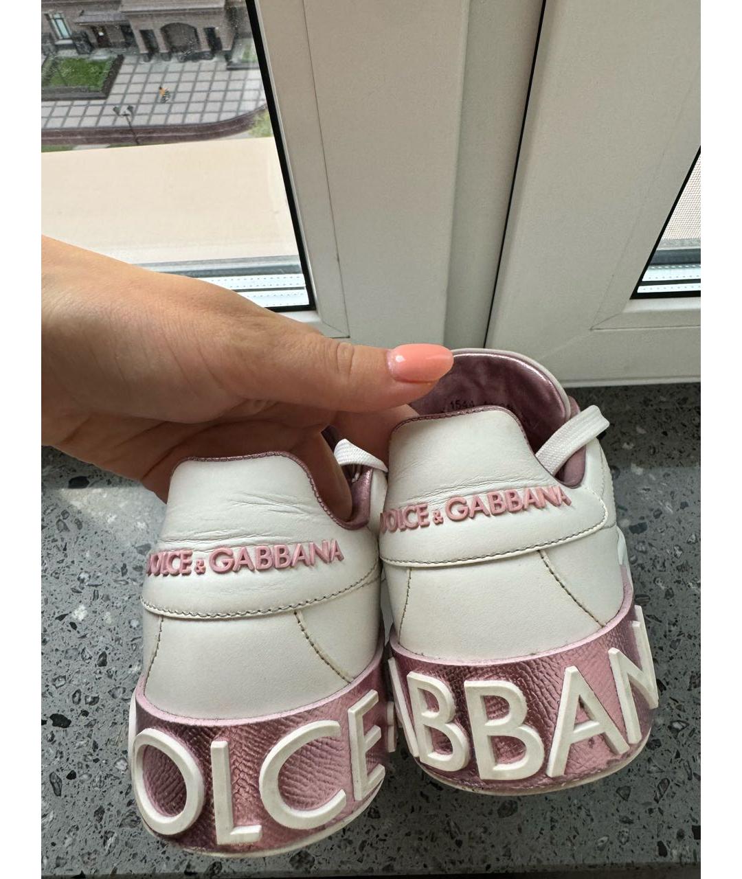 DOLCE&GABBANA Белые кожаные кеды, фото 4