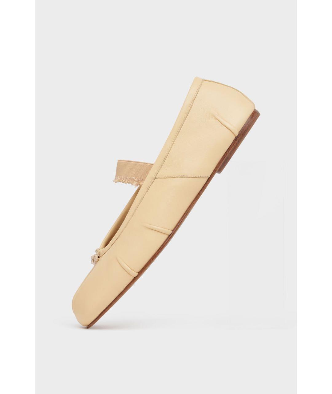 MAISON MARGIELA Бежевые кожаные балетки, фото 2