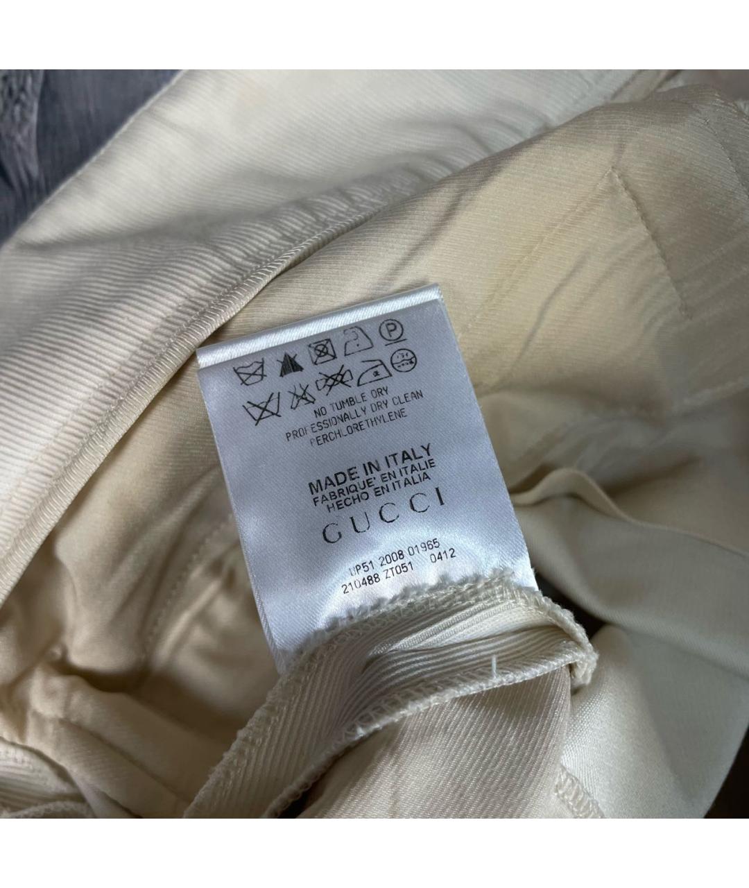 GUCCI Белые хлопковые прямые брюки, фото 8