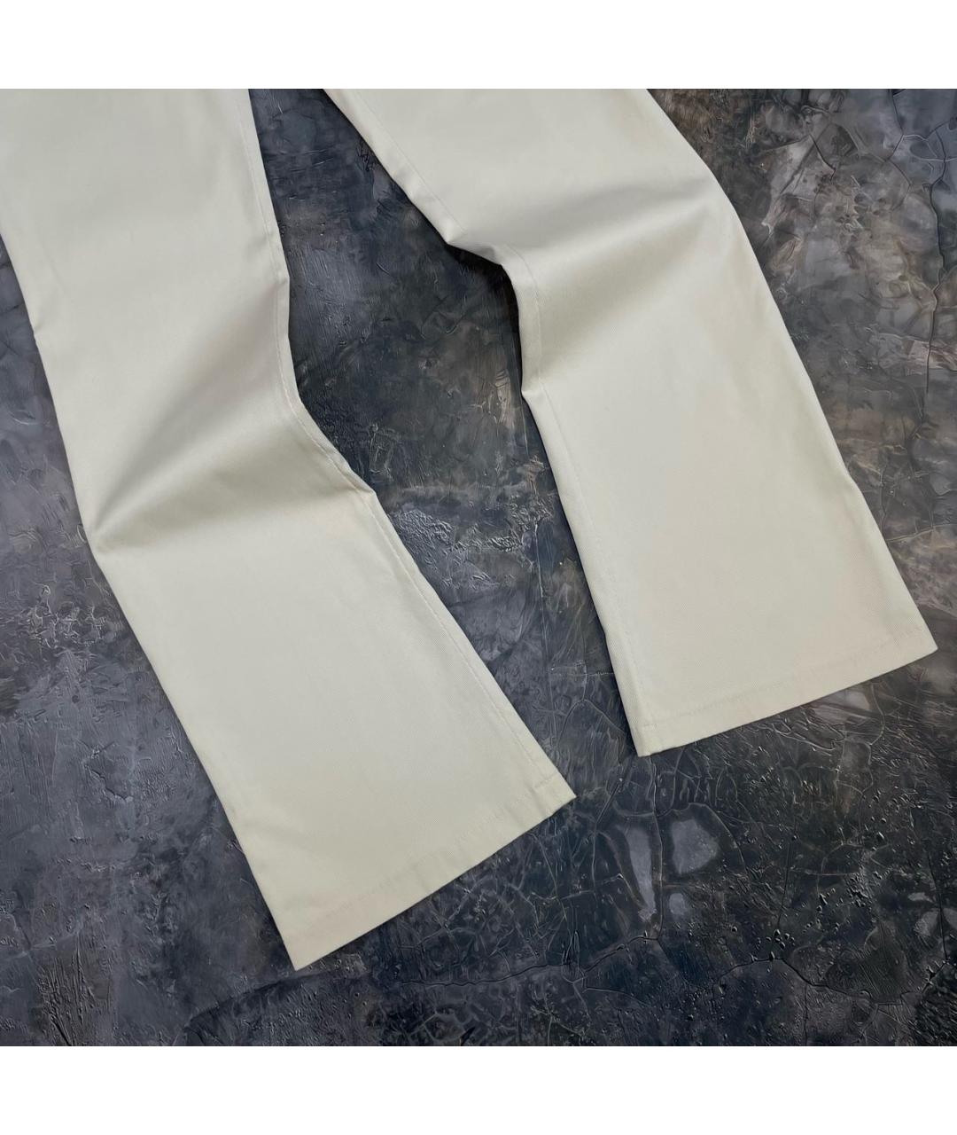 GUCCI Белые хлопковые прямые брюки, фото 4