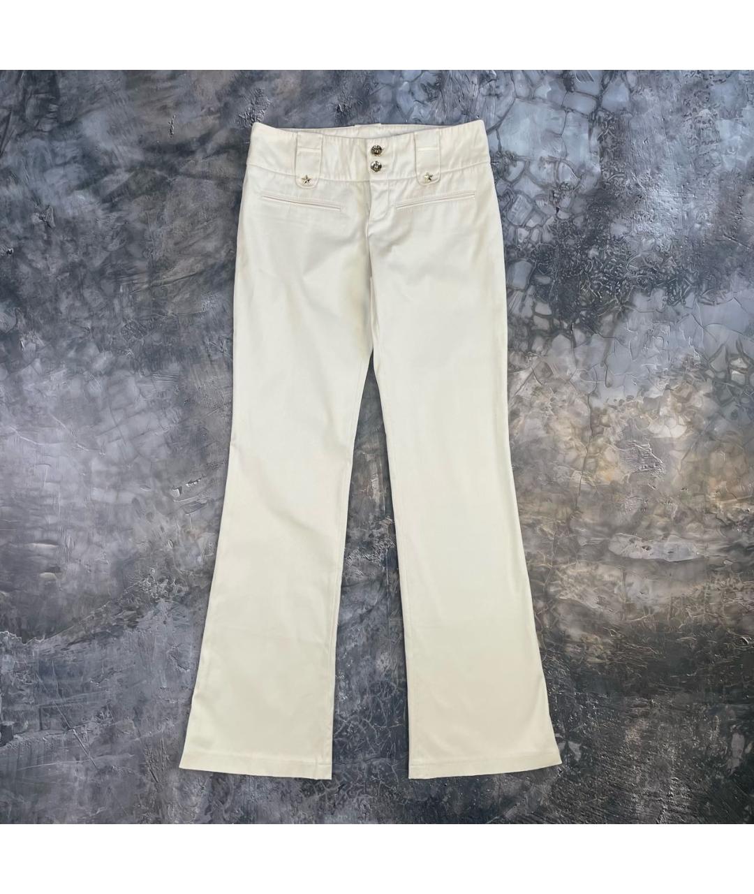 GUCCI Белые хлопковые прямые брюки, фото 9