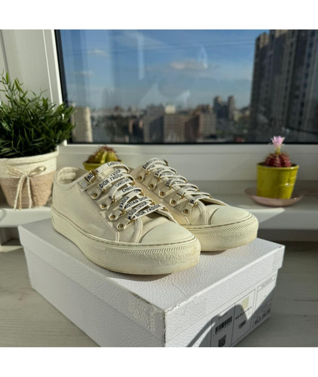 CHRISTIAN DIOR Белые текстильные кеды, фото 3