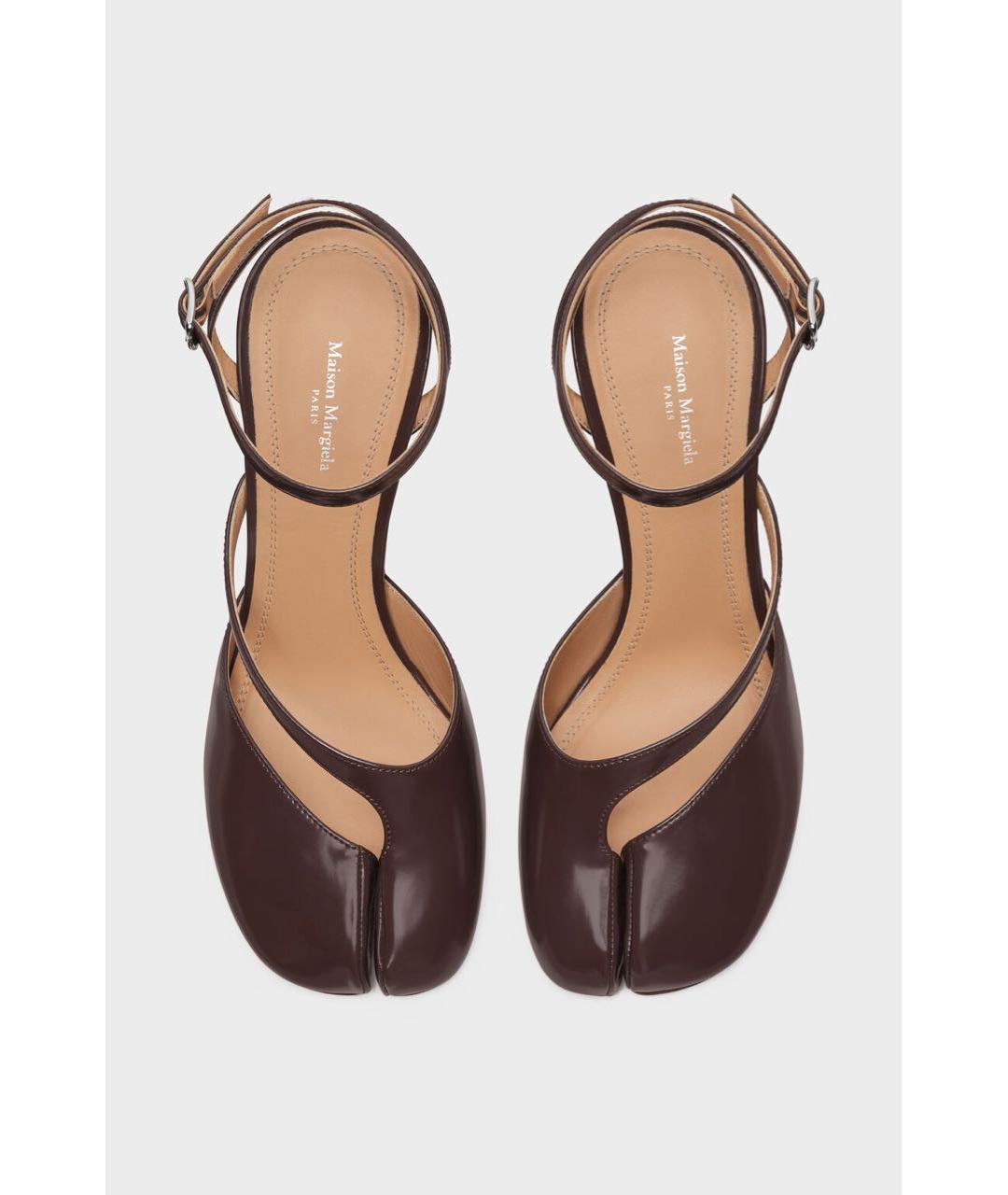 MAISON MARGIELA Коричневые кожаные босоножки, фото 4