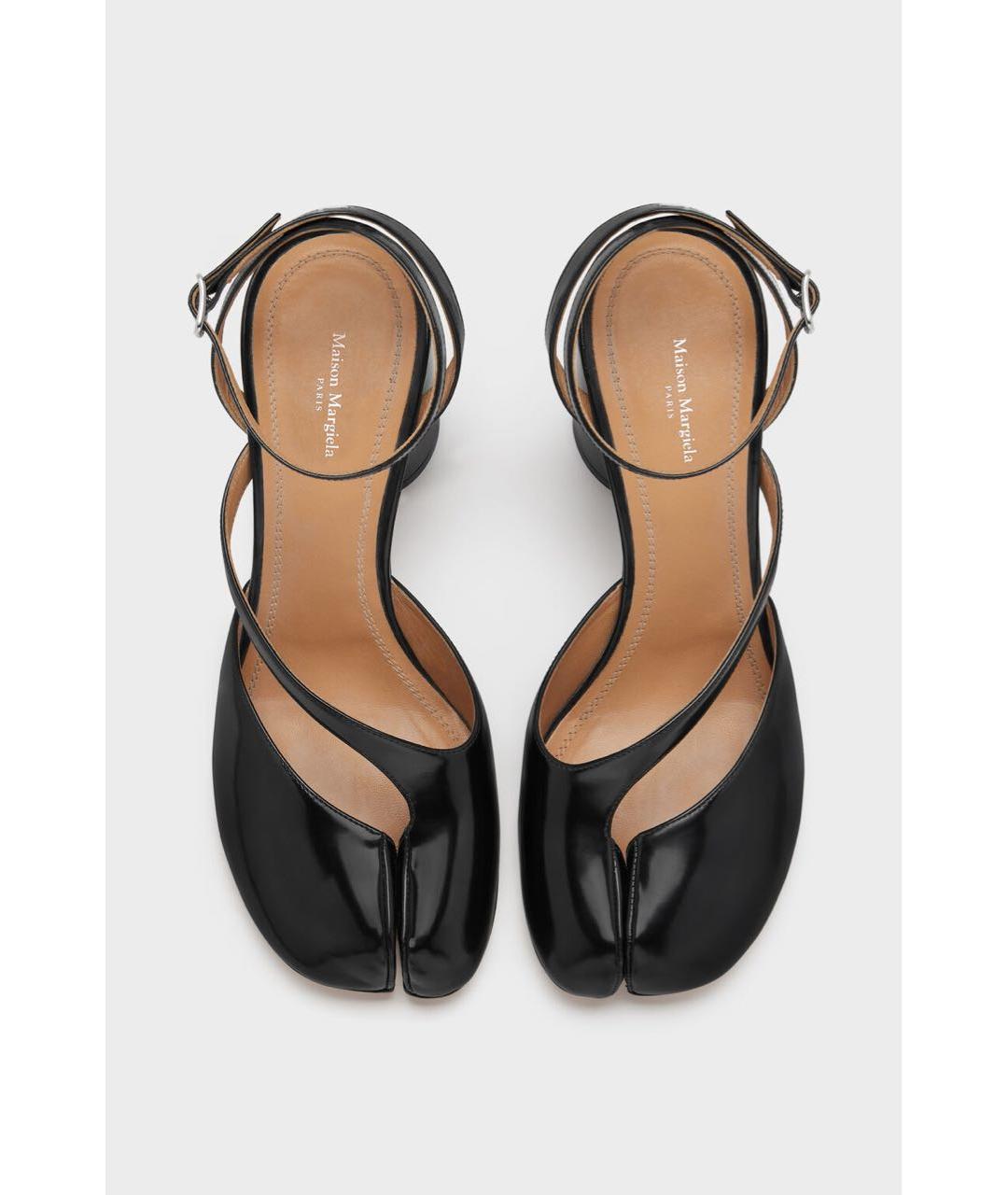 MAISON MARGIELA Черные кожаные босоножки, фото 4