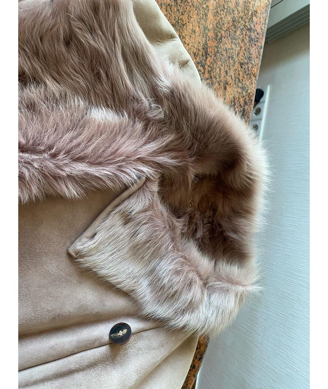 FERRAGAMO Бежевая замшевая дубленка, фото 6