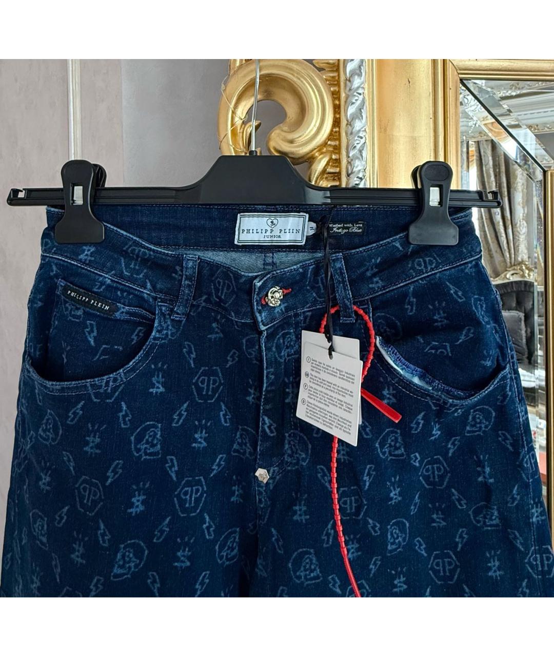 PHILIPP PLEIN JUNIOR Синие хлопковые детские джинсы, фото 3