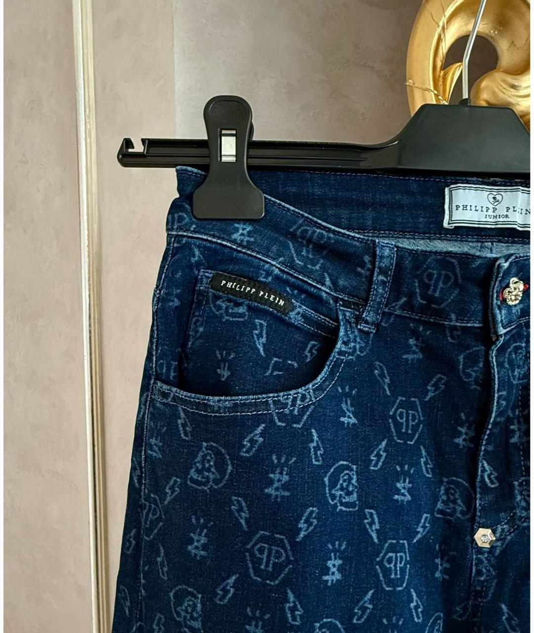PHILIPP PLEIN JUNIOR Синие хлопковые детские джинсы, фото 4