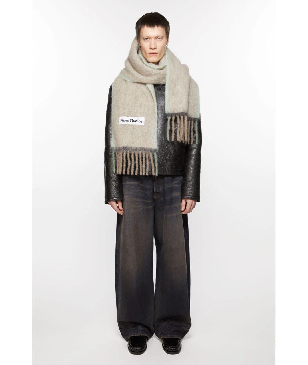 ACNE STUDIOS Бежевый шерстяной шарф, фото 5