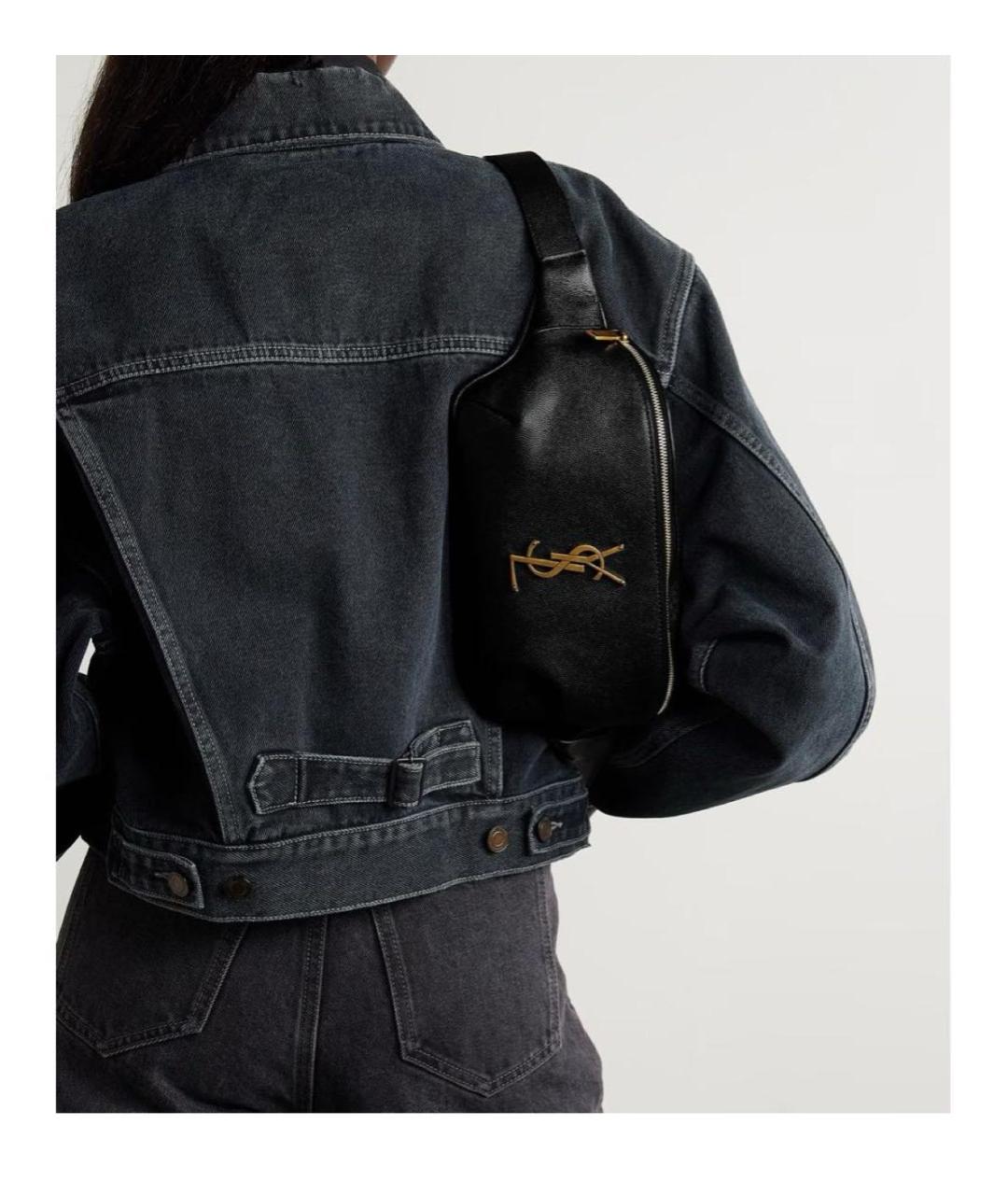 SAINT LAURENT Черная кожаная поясная сумка, фото 7