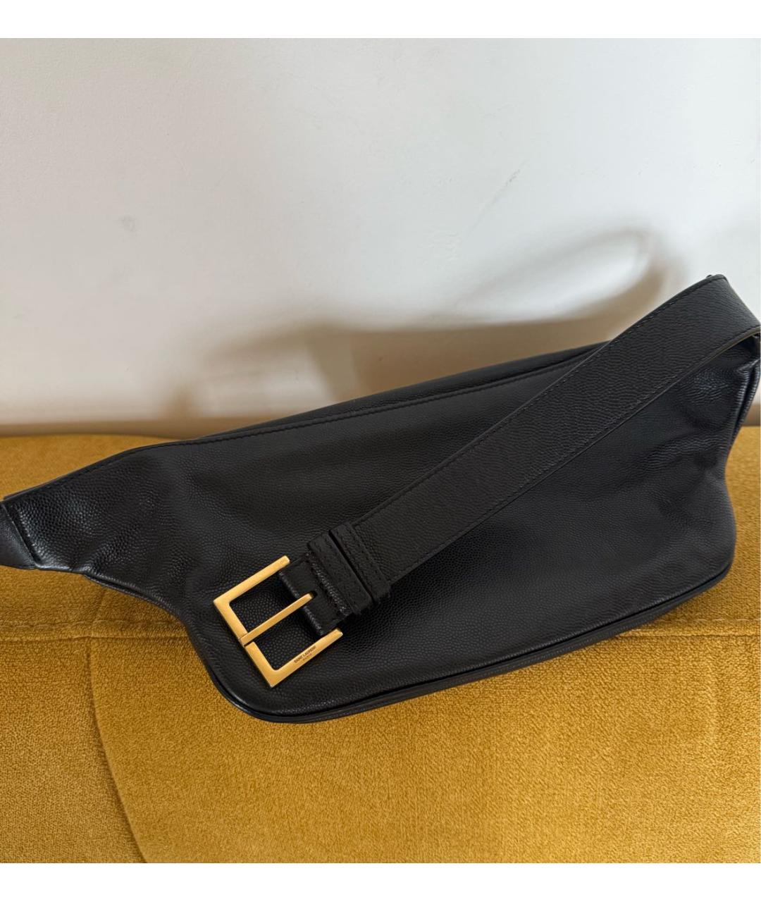 SAINT LAURENT Черная кожаная поясная сумка, фото 3