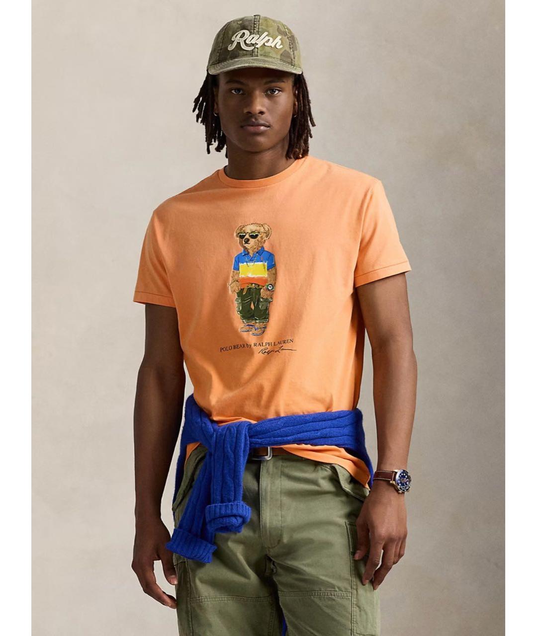 POLO RALPH LAUREN Оранжевая хлопковая футболка, фото 4