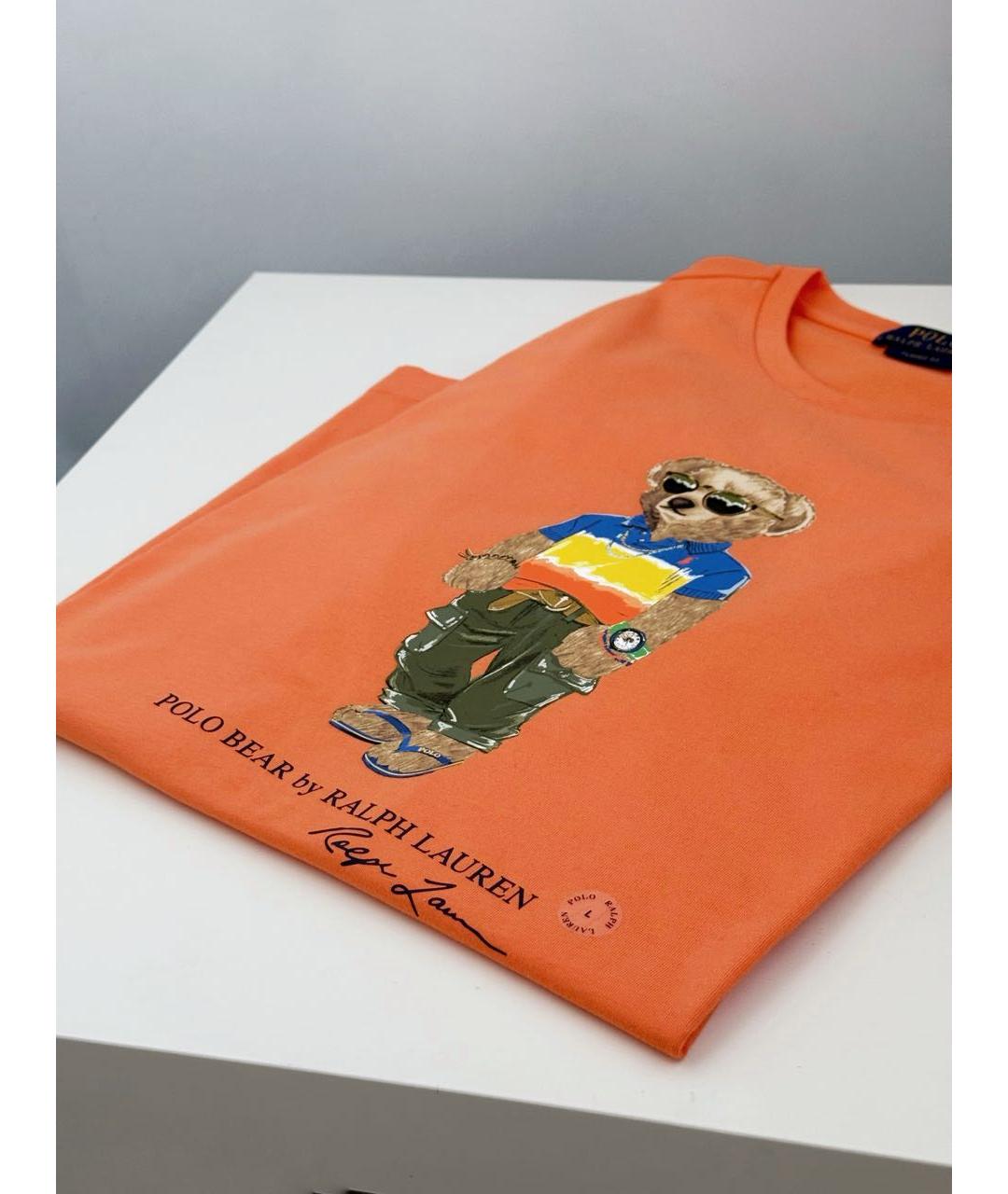 POLO RALPH LAUREN Оранжевая хлопковая футболка, фото 3