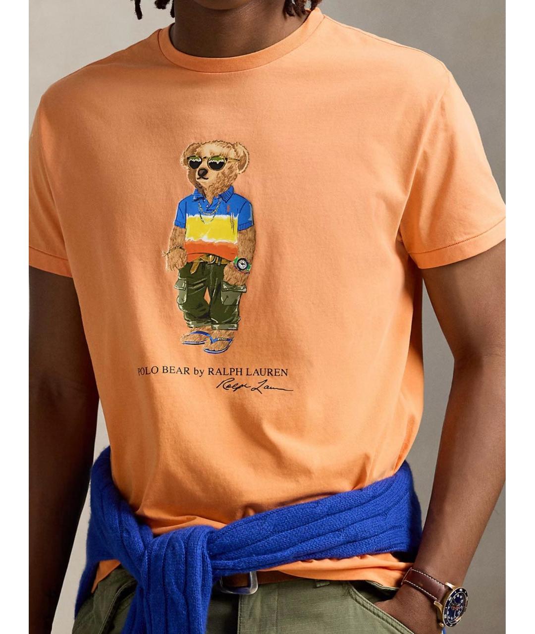 POLO RALPH LAUREN Оранжевая хлопковая футболка, фото 5