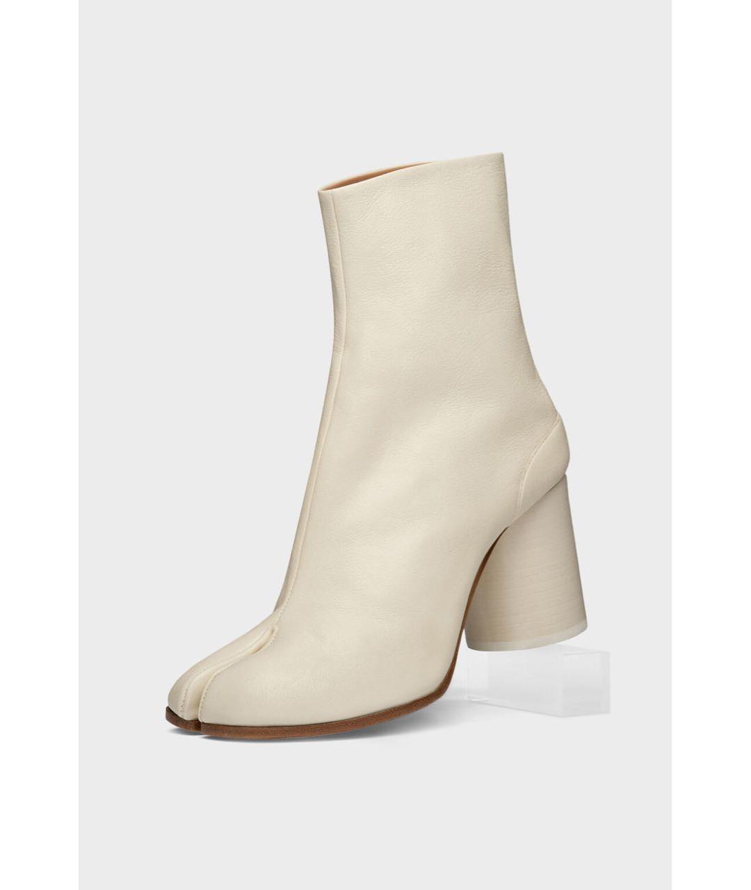 MAISON MARGIELA Бежевые кожаные ботильоны, фото 6