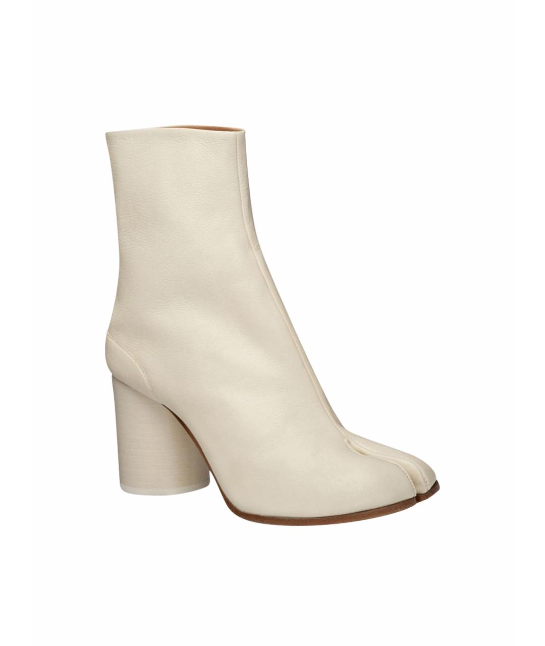 MAISON MARGIELA Бежевые кожаные ботильоны, фото 1