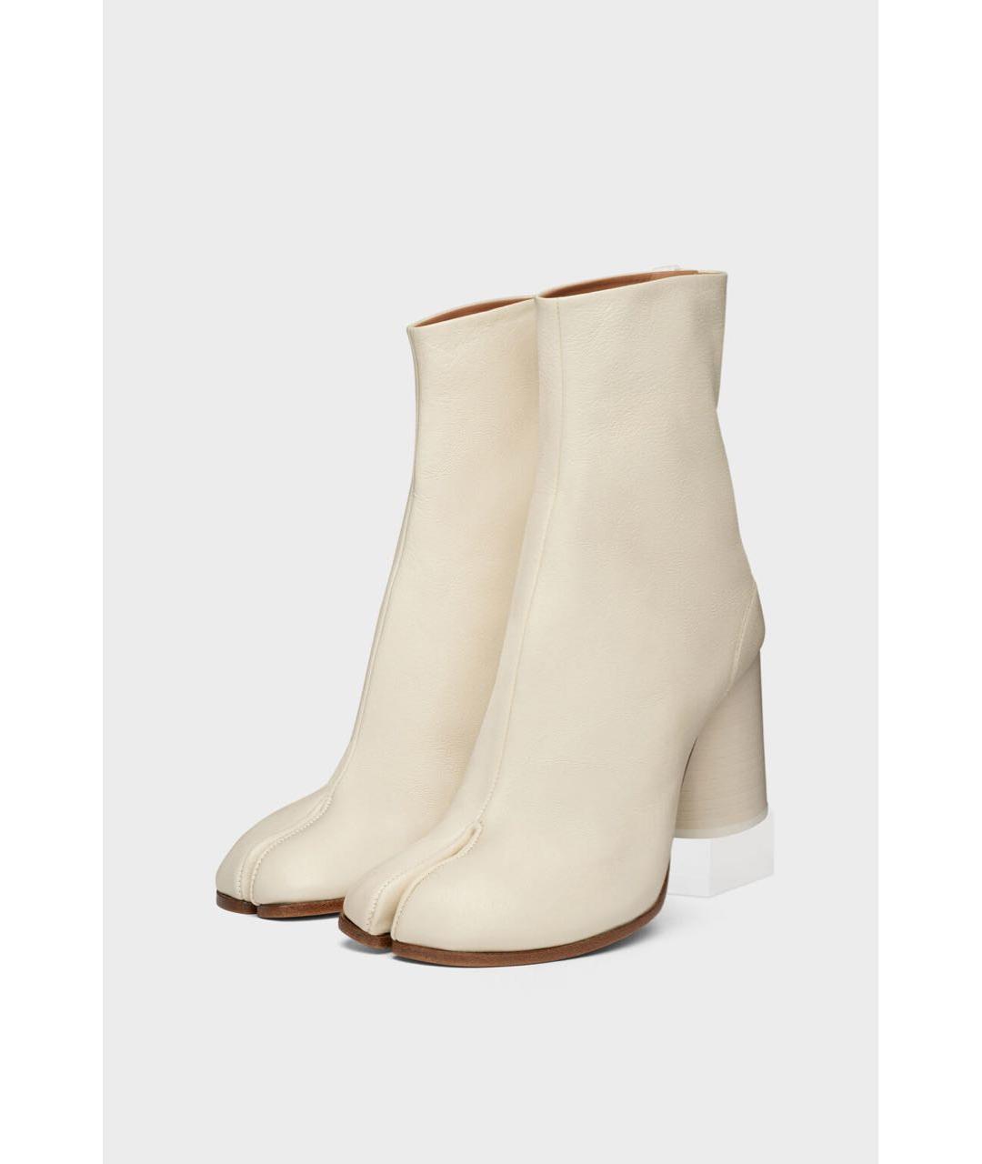 MAISON MARGIELA Бежевые кожаные ботильоны, фото 2