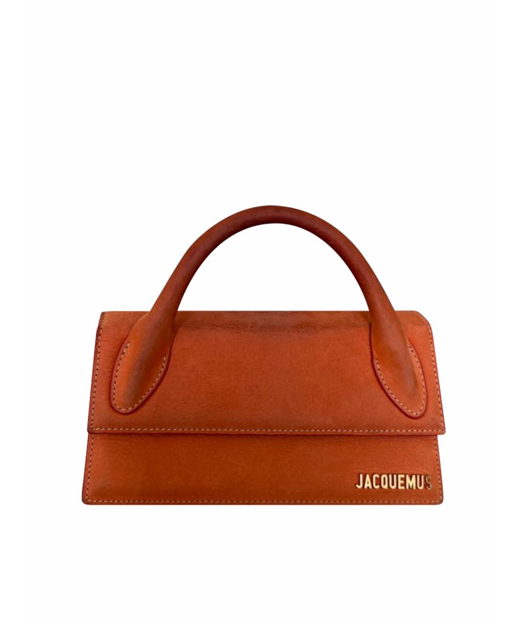 JACQUEMUS Оранжевая кожаная сумка с короткими ручками, фото 1