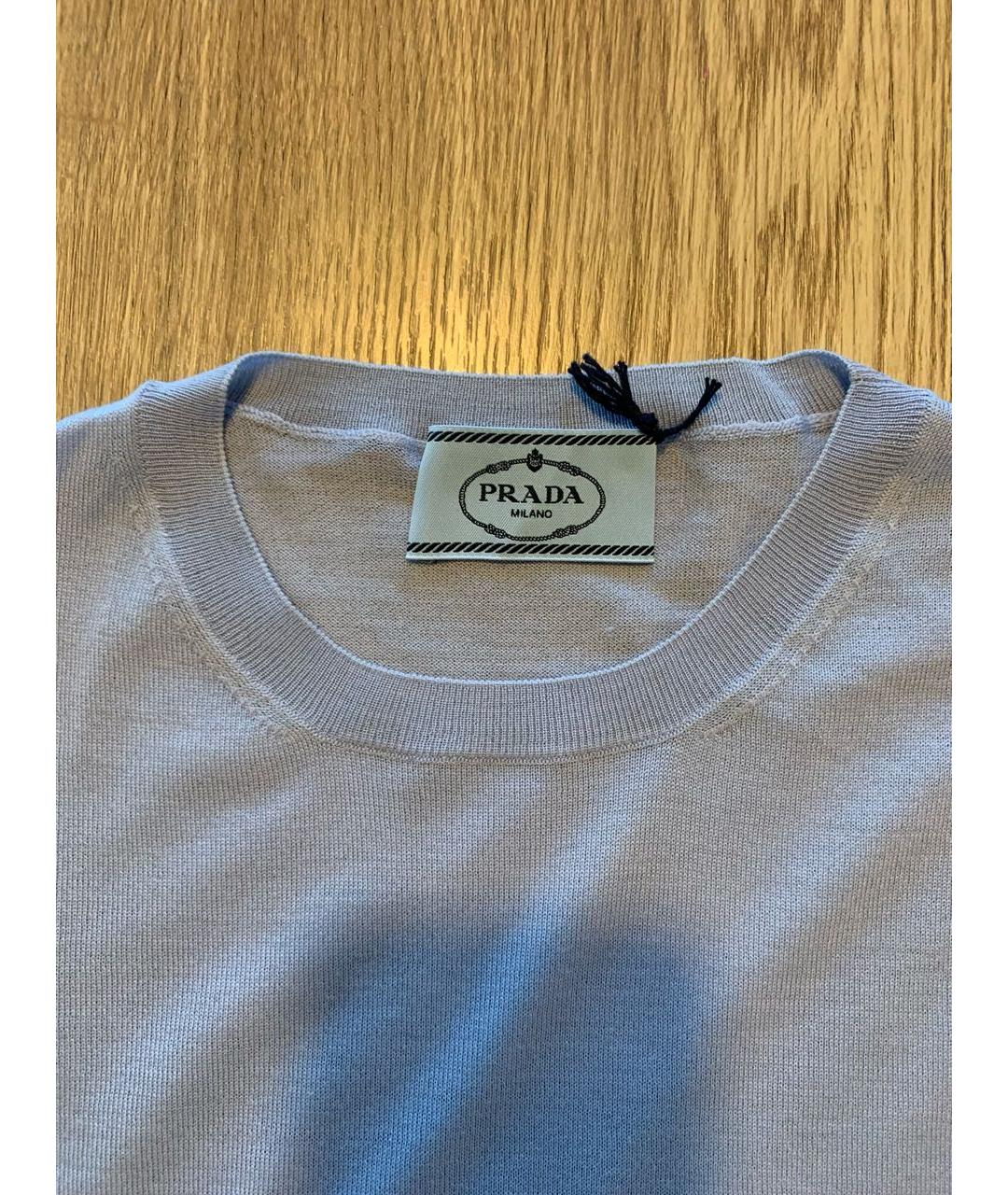 PRADA Голубой шерстяной джемпер / свитер, фото 3