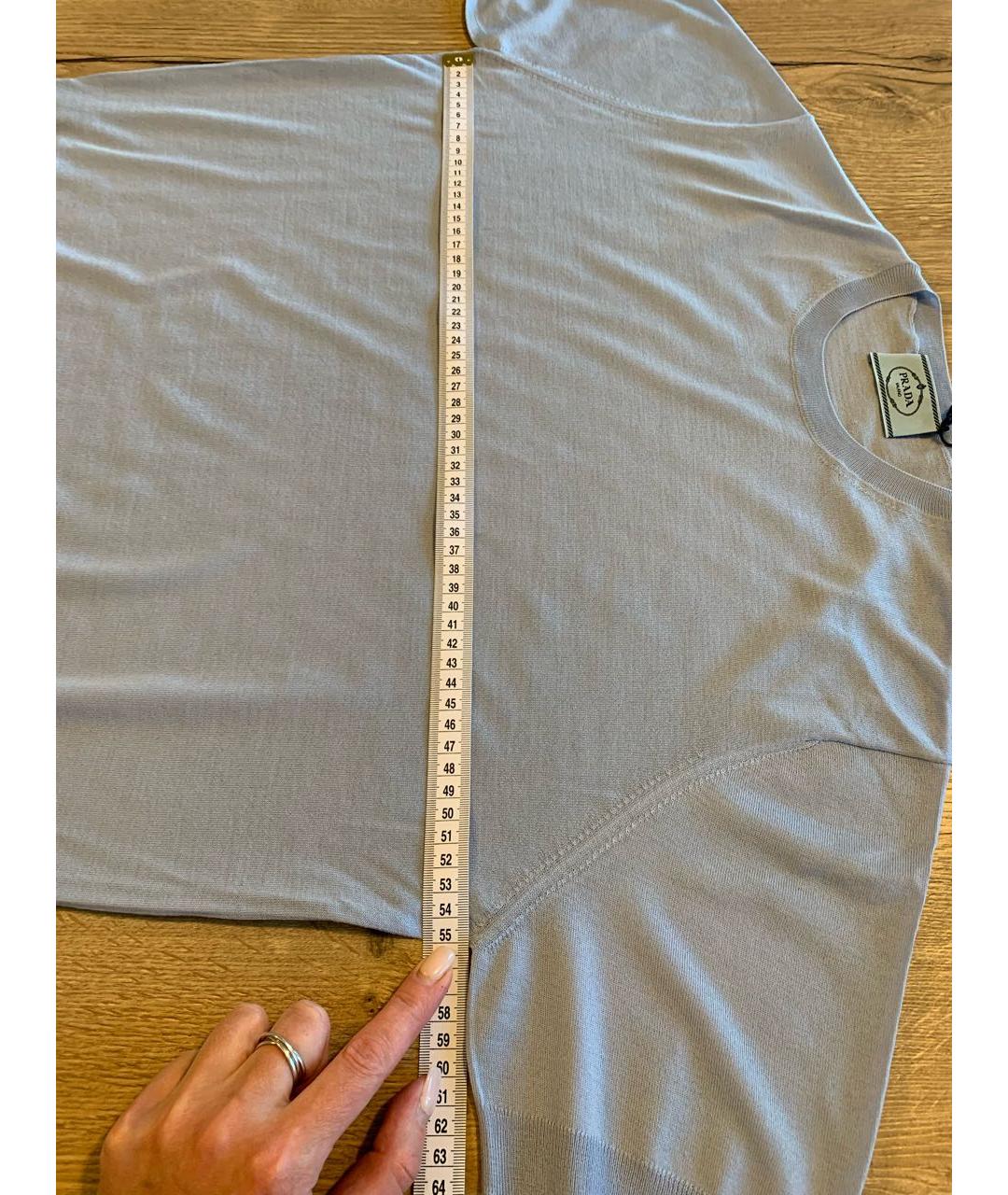 PRADA Голубой шерстяной джемпер / свитер, фото 7