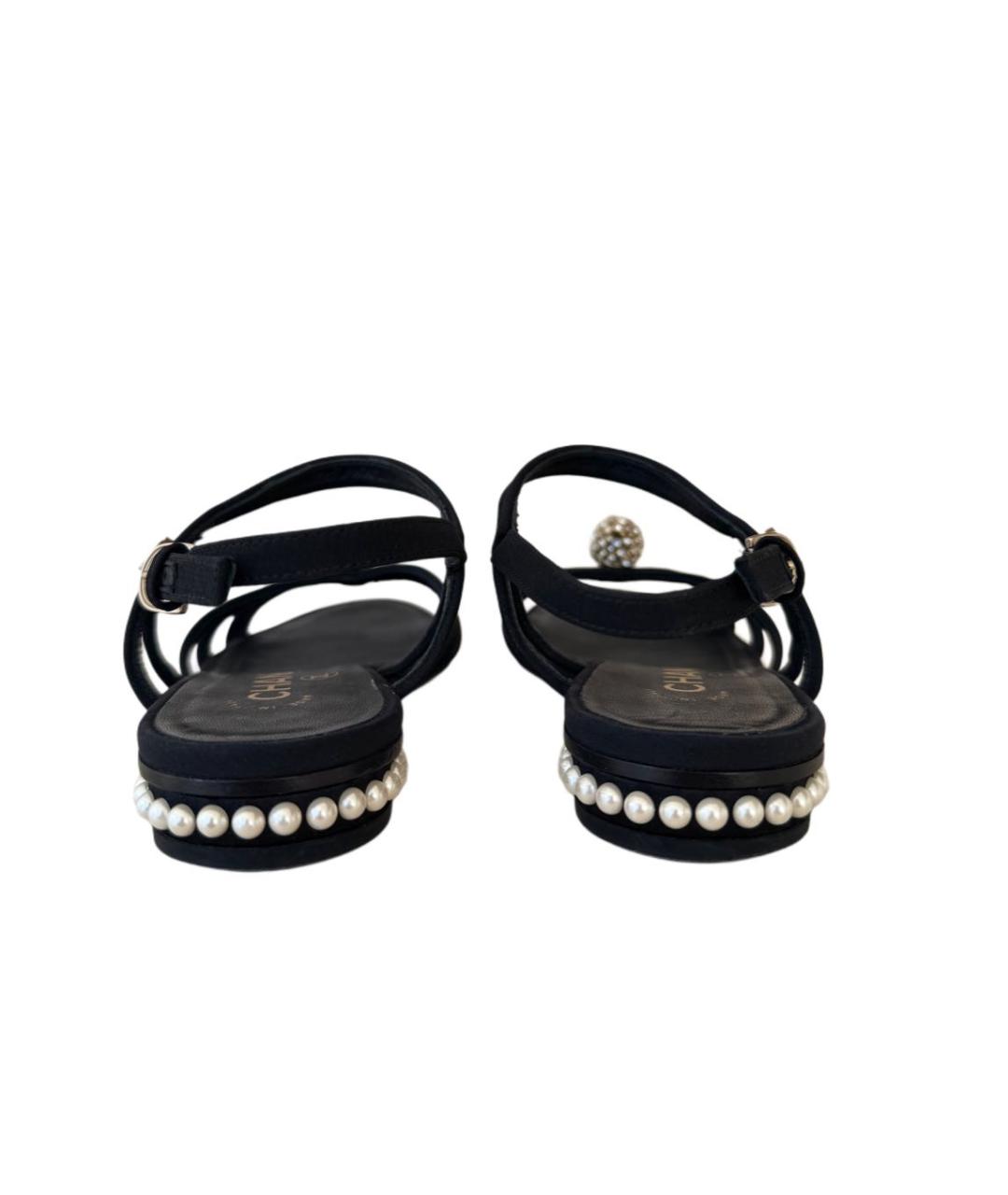 CHANEL Черные кожаные босоножки, фото 4
