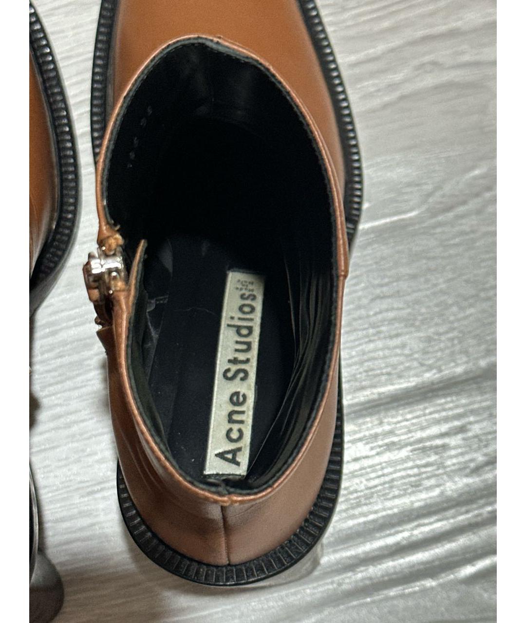 ACNE STUDIOS Коричневые кожаные полусапоги, фото 4