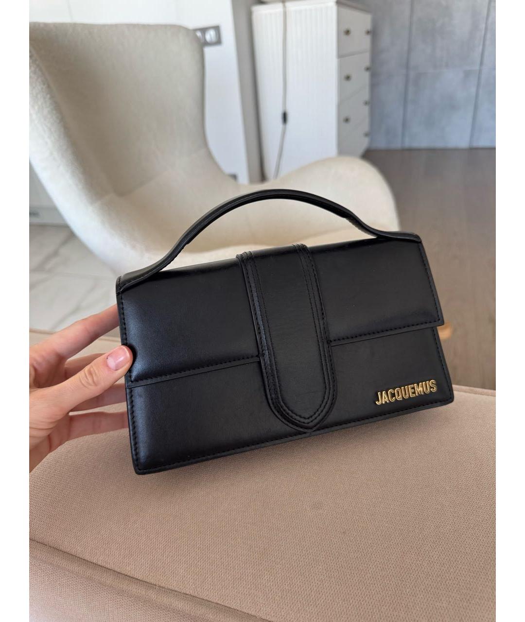 JACQUEMUS Черная кожаная сумка через плечо, фото 4