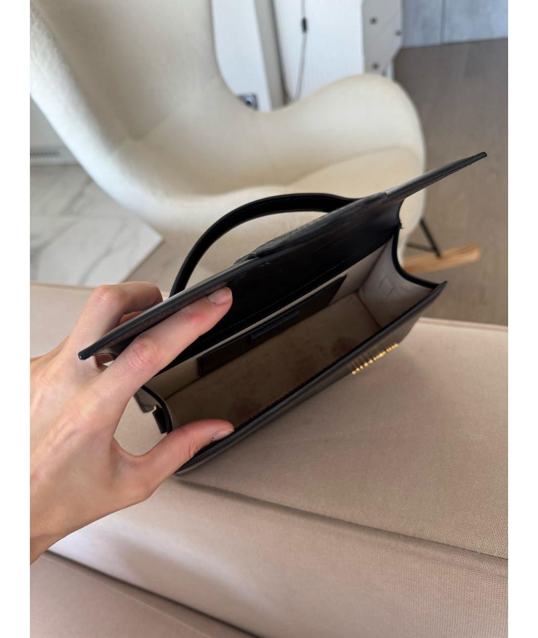 JACQUEMUS Черная кожаная сумка через плечо, фото 3