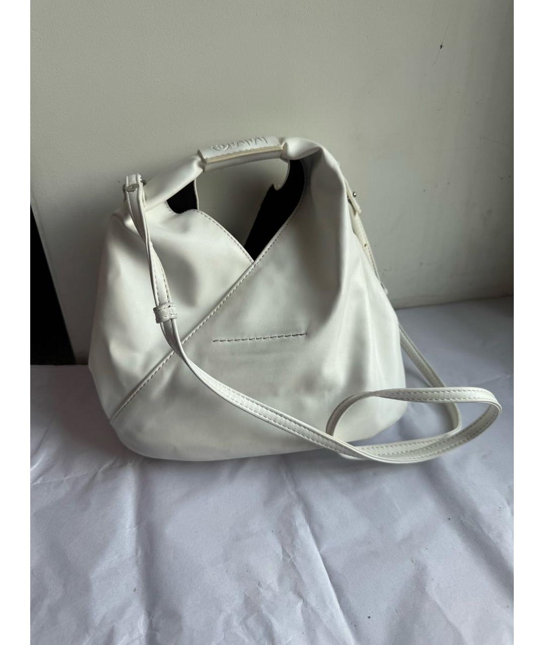 MM6 MAISON MARGIELA Белая кожаная сумка через плечо, фото 3