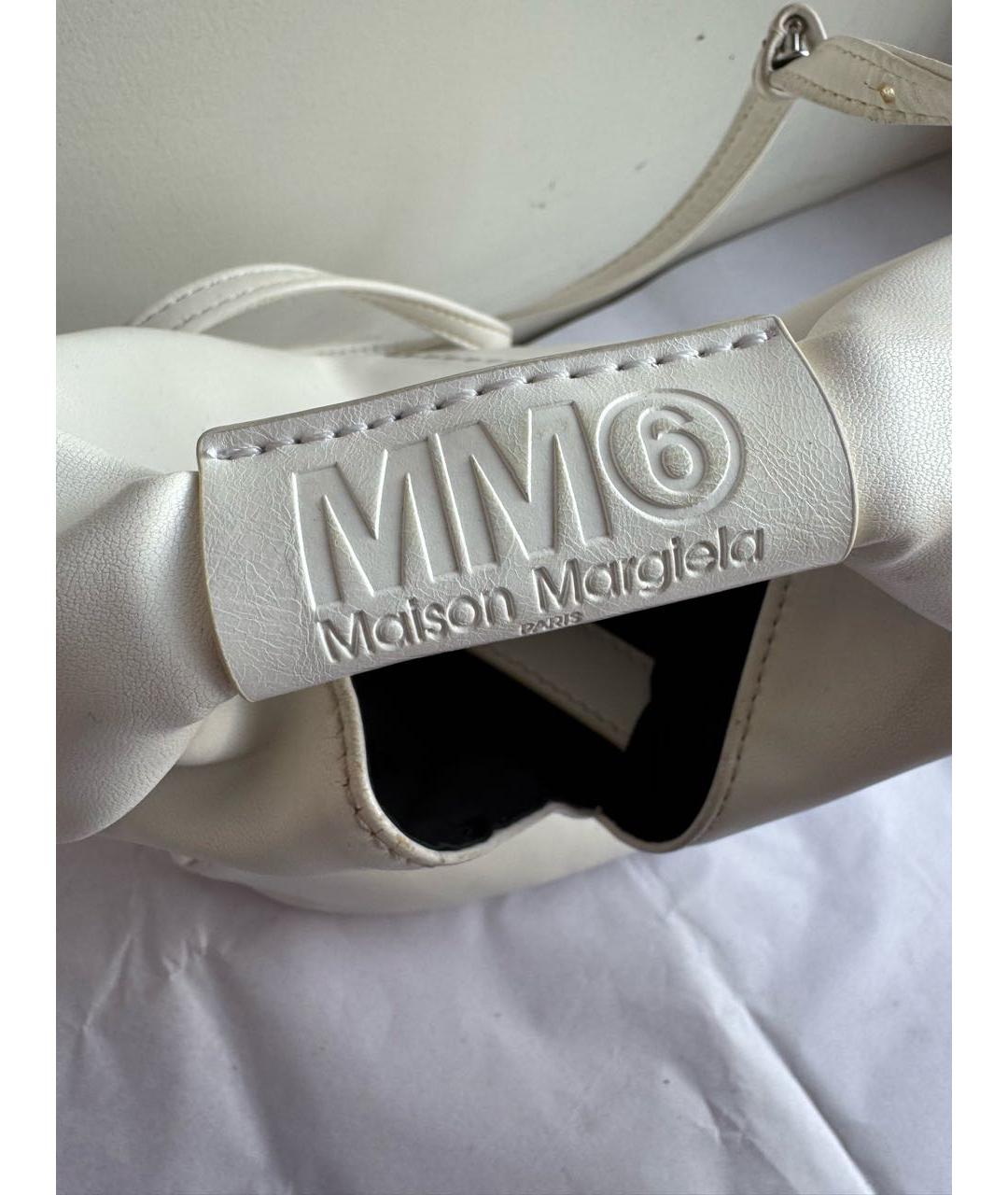 MM6 MAISON MARGIELA Белая кожаная сумка через плечо, фото 5