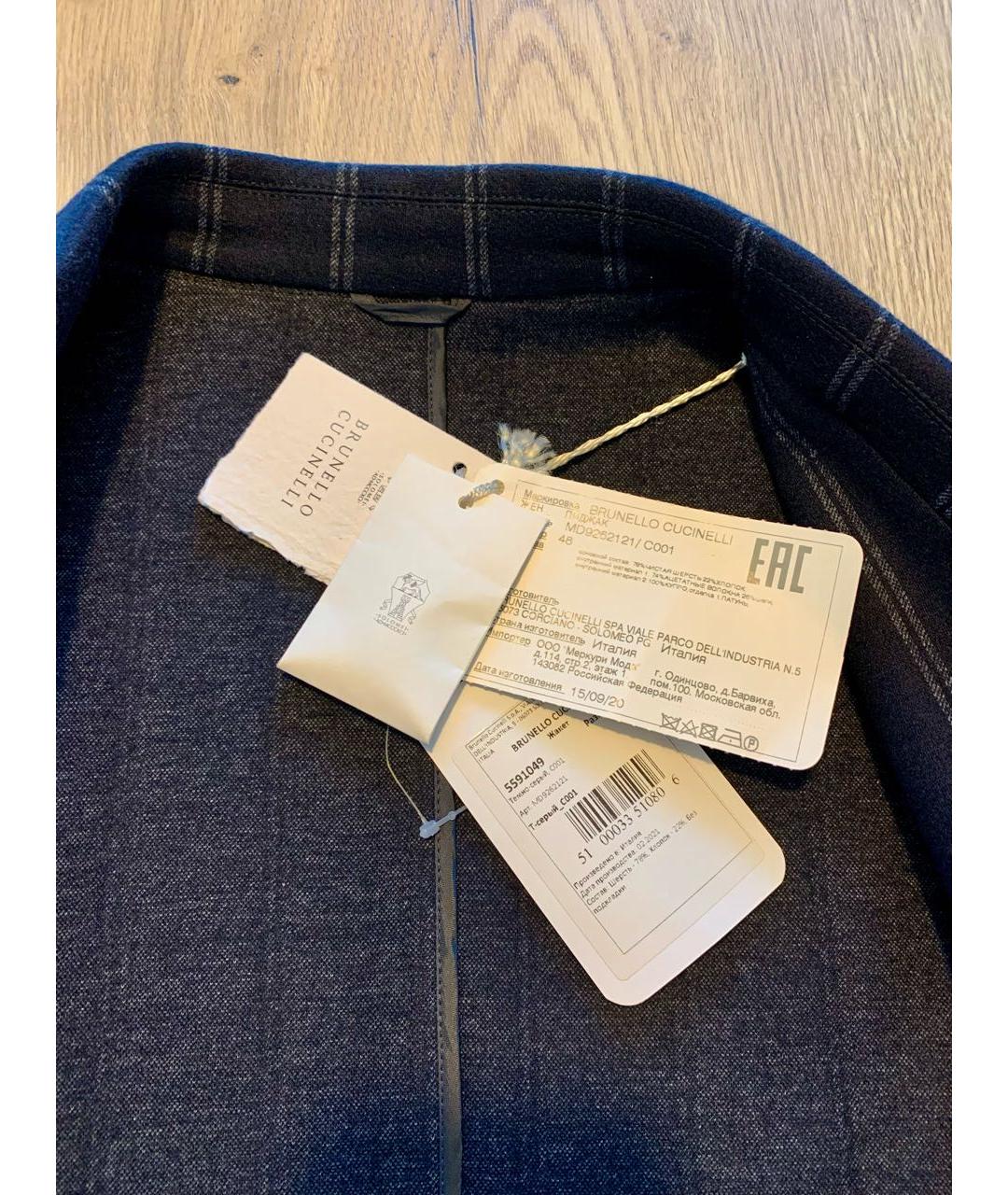 BRUNELLO CUCINELLI Темно-синий шерстяной жакет/пиджак, фото 3